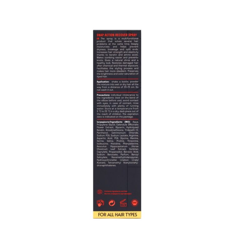 Восстанавливающий спрей для волос мгновенного действия Snap Action Recover Spray, 250 мл - фото №2